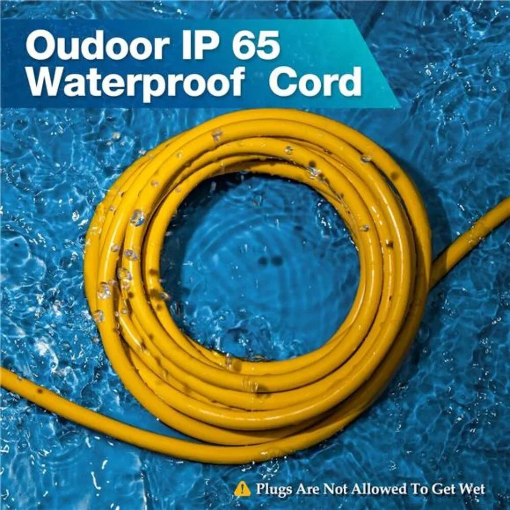 Outdoor Extension Cord 100 FT Waterproof, 12/3 SJTW Heavy Duty 15A 1875W